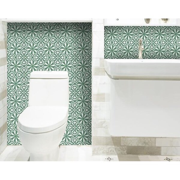 Homeroots 7 x 7 in. Glenda Sage Gray Removable Peel & Stick Tiles - 400403