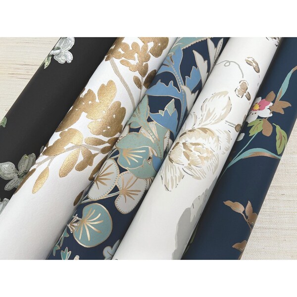 York Wallcoverings Blossom Branches Navy Wallpaper - BL1745