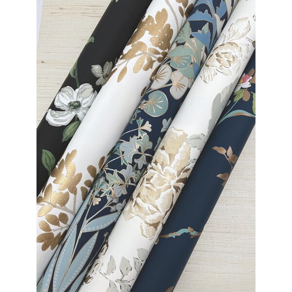 York Wallcoverings Blossom Branches Navy Wallpaper - BL1745