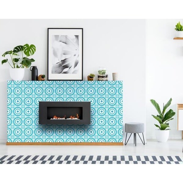 Homeroots 6 x 6 in. Aqua Gerber Removable Peel & Stick Tiles - 400387