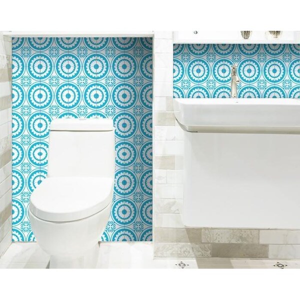 Homeroots 6 x 6 in. Aqua Gerber Removable Peel & Stick Tiles - 400387