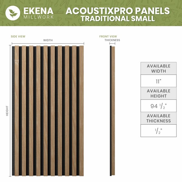 Ekena Millwork AcoustixPro Noise Cancelling Traditional Small Slat Wall Panel - SWA0625X0500TREA