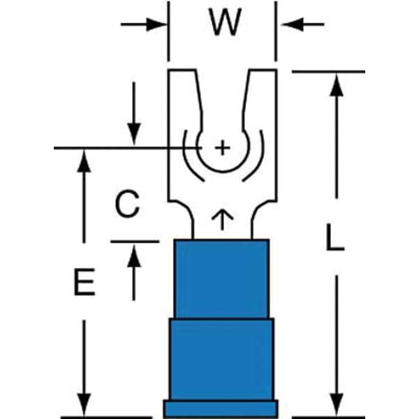 Terminal de horquilla con bloqueo de vinilo 16-14 AWG para perno #6, paquete de 1000 unidades - MVU14-6FLK