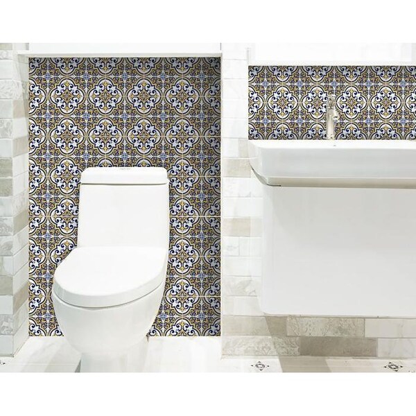 Homeroots 8 x 8 in. Neutral Yellow Gina Peel & Stick Removable Tiles - 400184