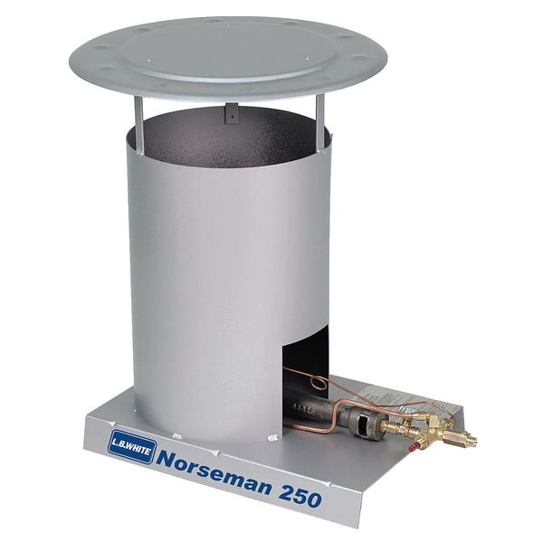 L.B. White Portable Gas Floor Heater, Liquid Propane, Matchless Piezo, 250,000 BtuH, 18 in L - 900-341H
