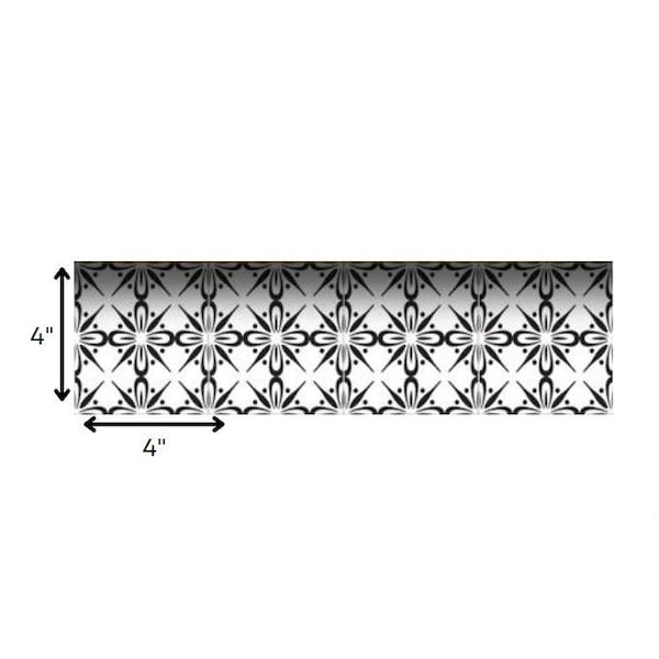 Homeroots 4 x 4 in. Black & White Quattra Peel & Stick Removable Tiles - 399970