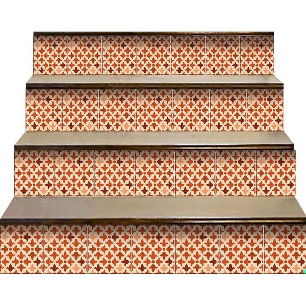 Homeroots 7 x 7 in. Terra Cotta Red Tango Peel & Stick Tiles - 399998