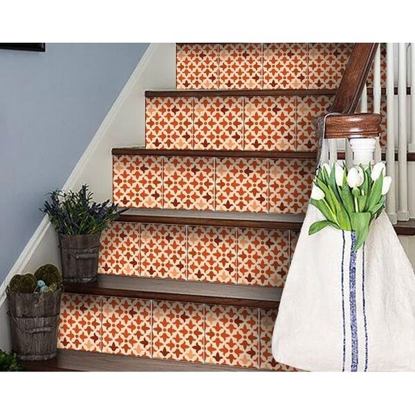 Homeroots 7 x 7 in. Terra Cotta Red Tango Peel & Stick Tiles - 399998