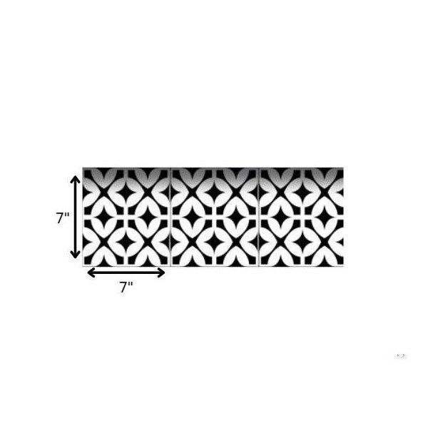Homeroots 7 x 7 in. Black & White Pinna Peel & Stick Removable Tiles - 399988