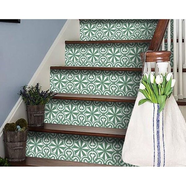 Homeroots 4 x 4 in. Glenda Sage Gray Removable Peel & Stick Tiles - 400400