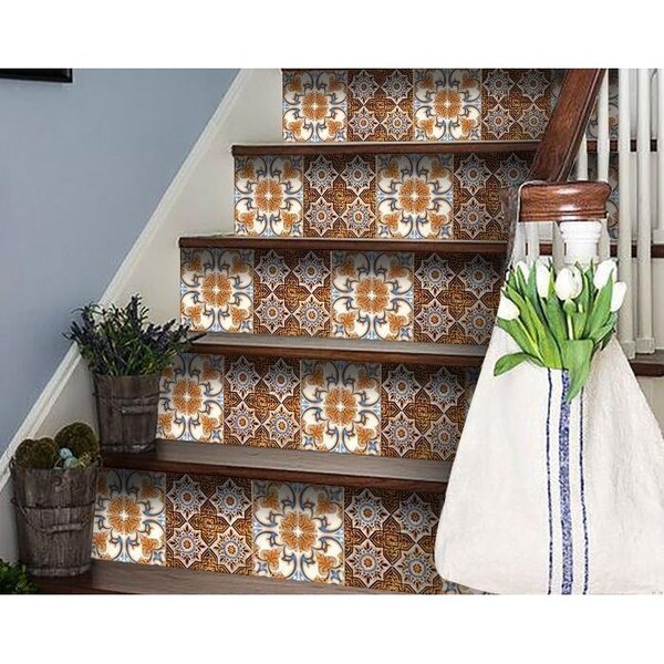 Homeroots 6 x 6 in. Bella Brown Terra Peel & Stick Removable Tiles - 400157