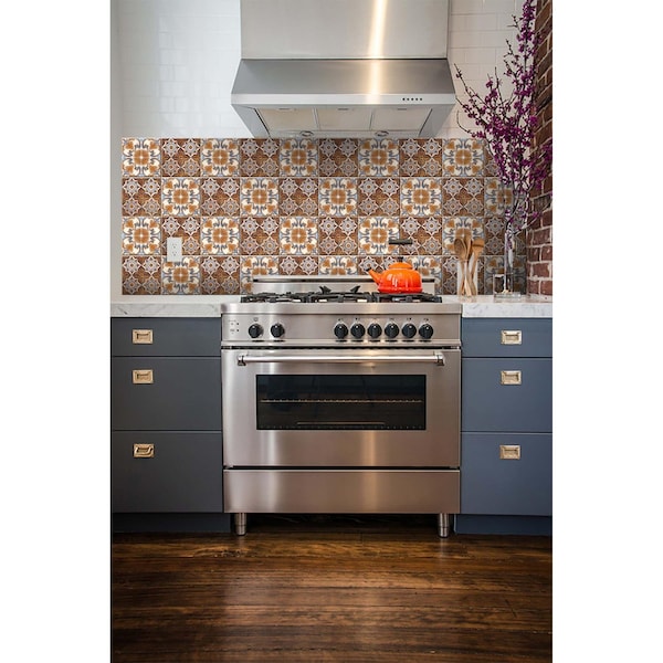 Homeroots 6 x 6 in. Bella Brown Terra Peel & Stick Removable Tiles - 400157