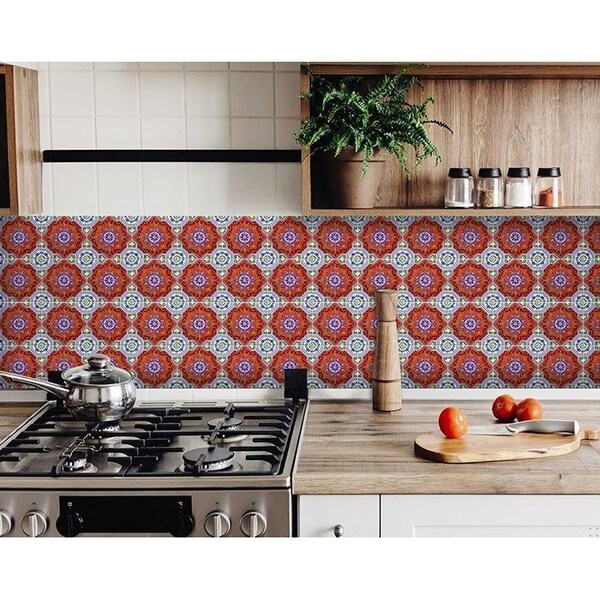 Homeroots 5 x 5 in. Sage Blue Terra Removable Peel & Stick Tiles - 400216