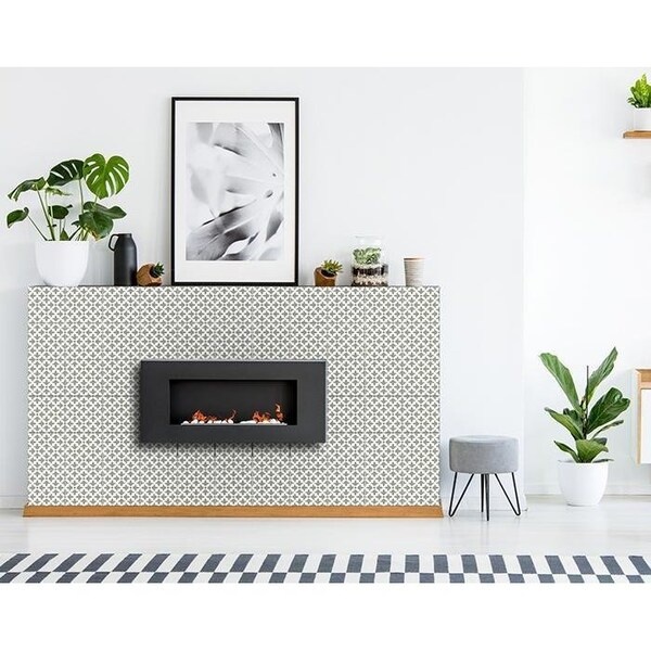 Homeroots 7 x 7 in. Sage Gray Fleur Removable Peel & Stick Tiles - 400398