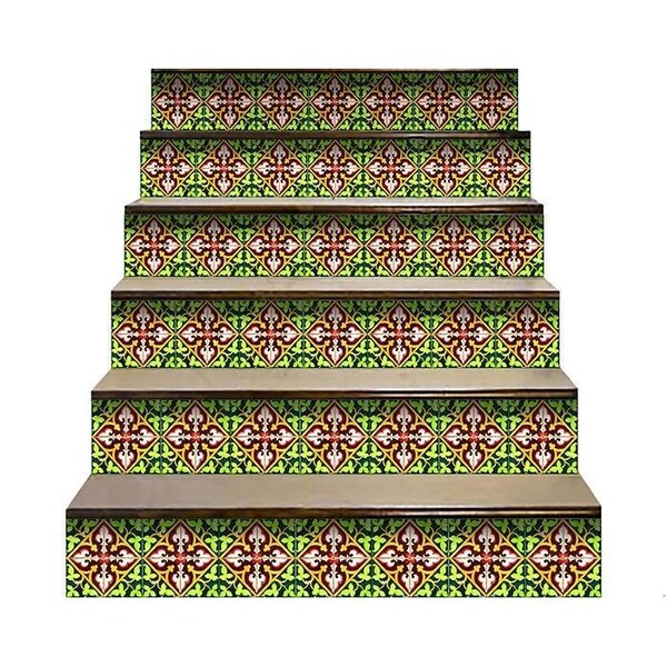 Homeroots 5 x 5 in. Green Leva Removable Peel & Stick Tiles - 400296