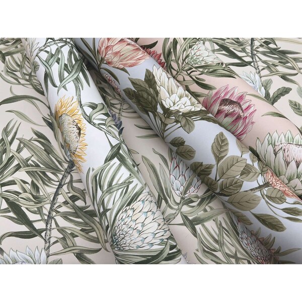York Wallcoverings Protea White and Yellow Wallpaper - BL1754