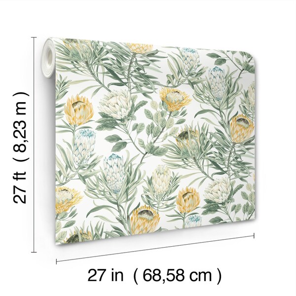 York Wallcoverings Protea White and Yellow Wallpaper - BL1754