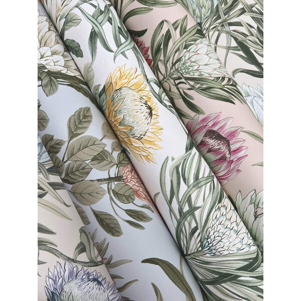 York Wallcoverings Protea White and Yellow Wallpaper - BL1754