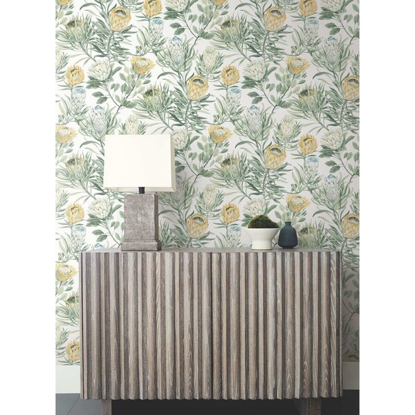 York Wallcoverings Protea White and Yellow Wallpaper - BL1754