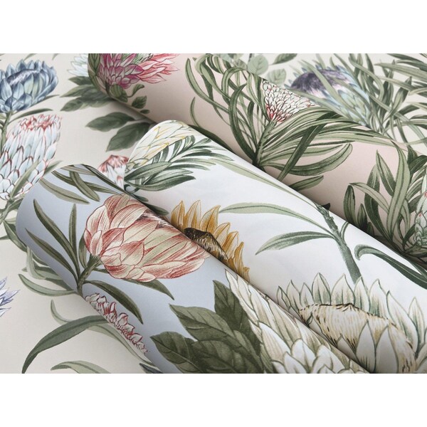 York Wallcoverings Protea White and Yellow Wallpaper - BL1754