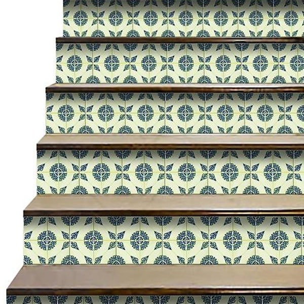 Homeroots 4 x 4 in. Aegean Orb Green Removable Peel & Stick Tiles - 400195