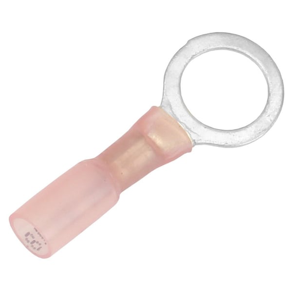 Terminal de anillo termocontraíble para cables de calibre 22-18 - Tamaño de perno de 3/8 pulgadas - Paquete de 25 - TE18-38R-25