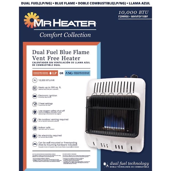 Mr. Heater Mr. Heater Comfort Collection 200 sq ft 10000 BTU Natural Gas/Propane Wall Heater - F299950
