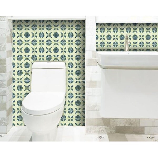 Homeroots 6 x 6 in. Aegean Orb Green Removable Peel & Stick Tiles - 400197