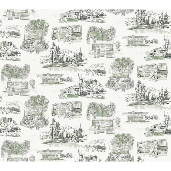 York Wallcoverings Modern Vista Toile Evergreen Wallpaper - RT7863