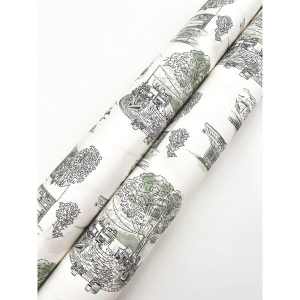 York Wallcoverings Modern Vista Toile Evergreen Wallpaper - RT7863