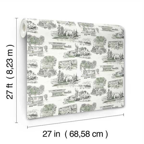 York Wallcoverings Modern Vista Toile Evergreen Wallpaper - RT7863