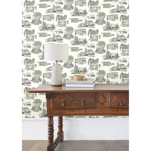 York Wallcoverings Modern Vista Toile Evergreen Wallpaper - RT7863