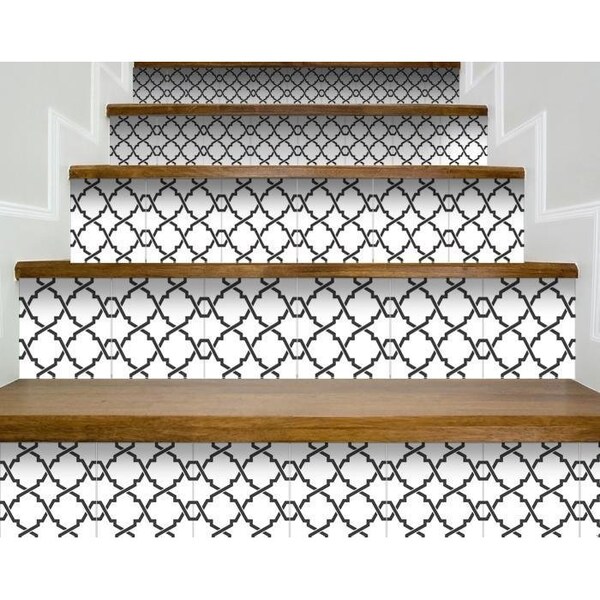 Homeroots 6 x 6 in. Black & White Prism Peel & Stick Removable Tiles - 399912