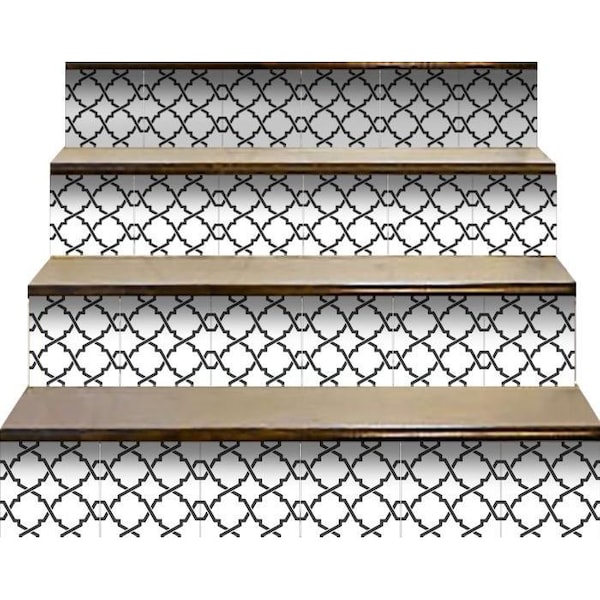 Homeroots 6 x 6 in. Black & White Prism Peel & Stick Removable Tiles - 399912