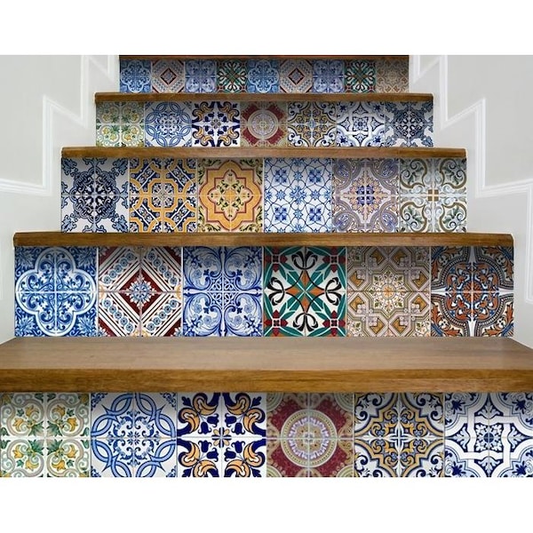 Homeroots 8 x 8 in. Kyla Multi Blue Mosaic Peel & Stick Tiles - 400379