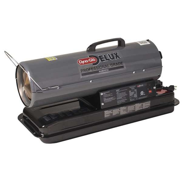 Dyna-Glo Portable Oil and Kerosene Torpedo Heater, 50,000 BtuH, #1 Diesel, #1 Fuel Oil, K-1 Kerosene, 5 gal - KFA50DGD