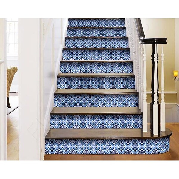 Homeroots 7 x 7 in. Blue Bali Removable Peel & Stick Tiles - 400238