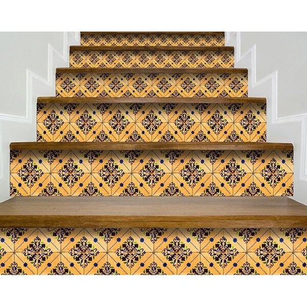 Homeroots 5 x 5 in. Golden Rio Yellow Removable Peel & Stick Tiles - 400346