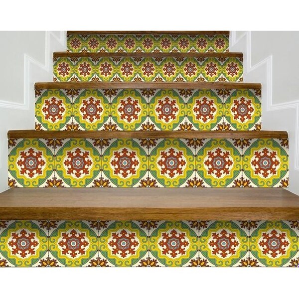Homeroots 6 x 6 in. Yellow Fortuna Peel & Stick Removable Tiles - 400007
