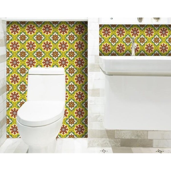 Homeroots 6 x 6 in. Yellow Fortuna Peel & Stick Removable Tiles - 400007