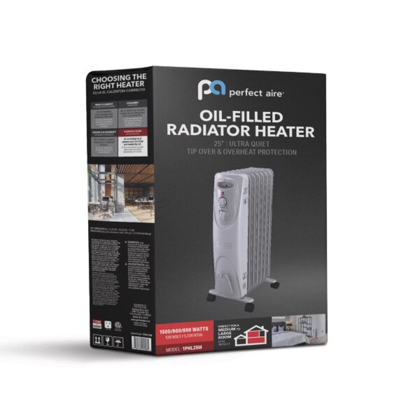 Perfect Aire Perfect Aire 5120 Btu/h 160 sq ft Oil Filled Electric Heater - 1PHL25M
