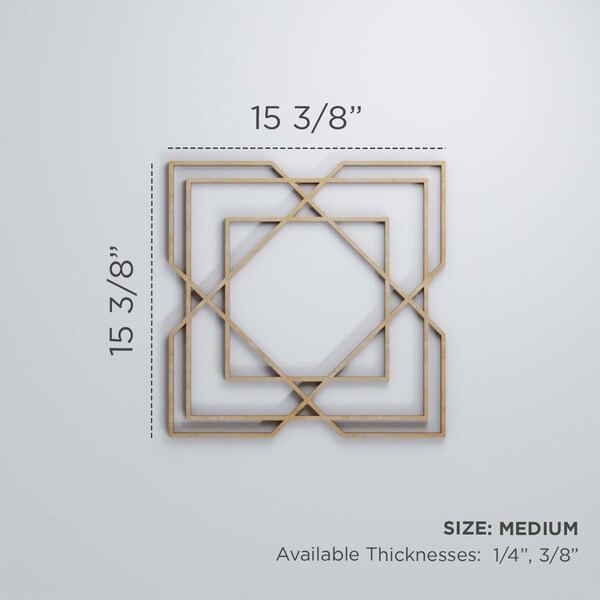 Ekena Millwork Medium Lakewood Decorative Fretwork Wood Wall Panels, Alder, 15 3/8"W x 15 3/8"H x 3/8"T - WALW16X16X0375LWDAL