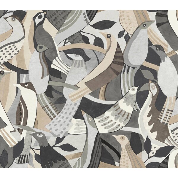 York Wallcoverings Fauvist Flock Neutral Wallpaper - AG2018
