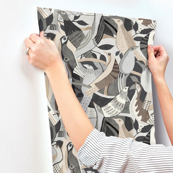 York Wallcoverings Fauvist Flock Neutral Wallpaper - AG2018