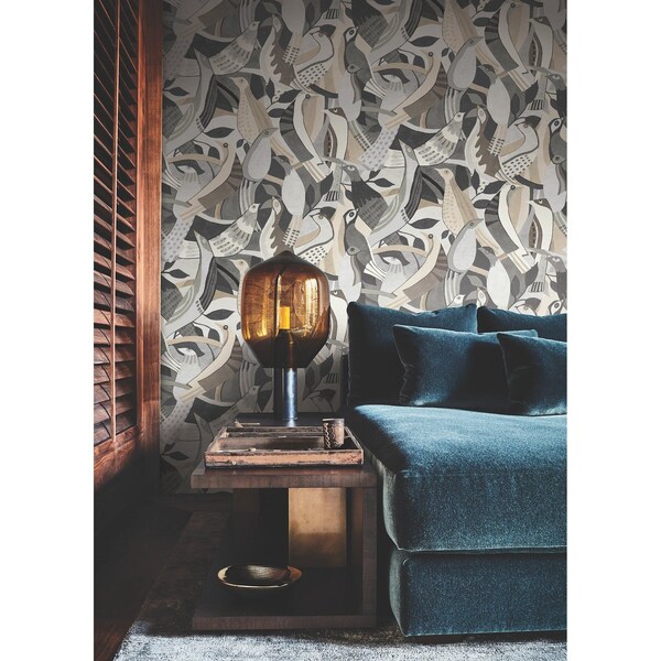 York Wallcoverings Fauvist Flock Neutral Wallpaper - AG2018