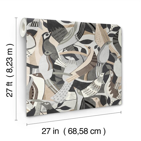 York Wallcoverings Fauvist Flock Neutral Wallpaper - AG2018