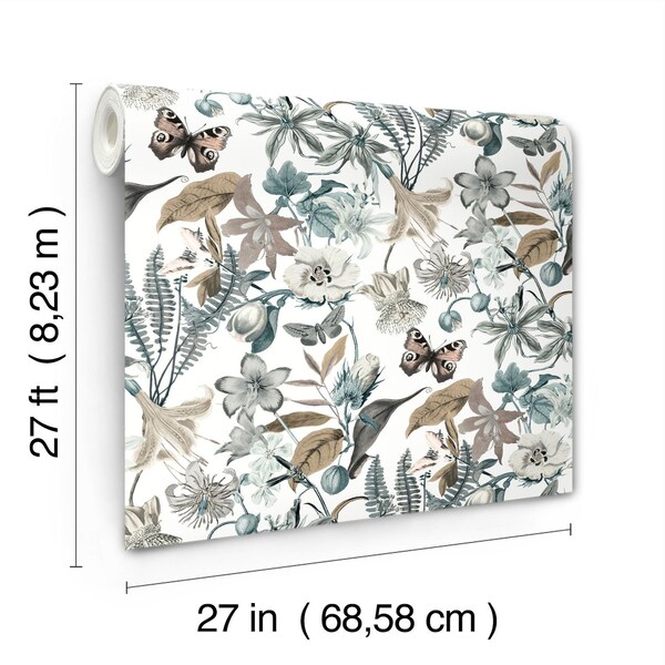 York Wallcoverings Butterfly House White and Blue Wallpaper - BL1722