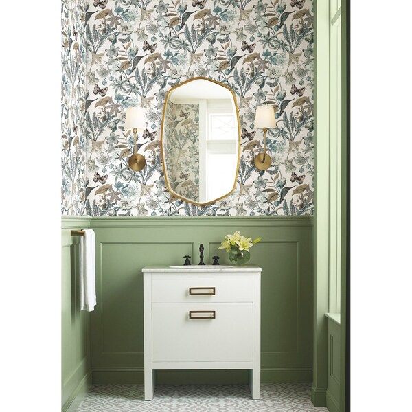 York Wallcoverings Butterfly House White and Blue Wallpaper - BL1722
