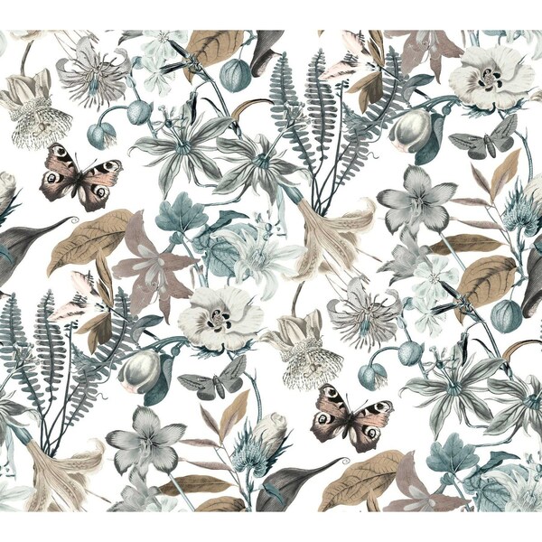 York Wallcoverings Butterfly House White and Blue Wallpaper - BL1722