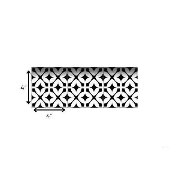 Homeroots 4 x 4 in. Black & White Pinna Peel & Stick Removable Tiles - 399985